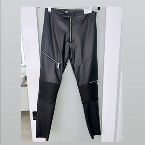 ZARA BLACK FAUX LEATHER MEDIUM LEGGINGS
